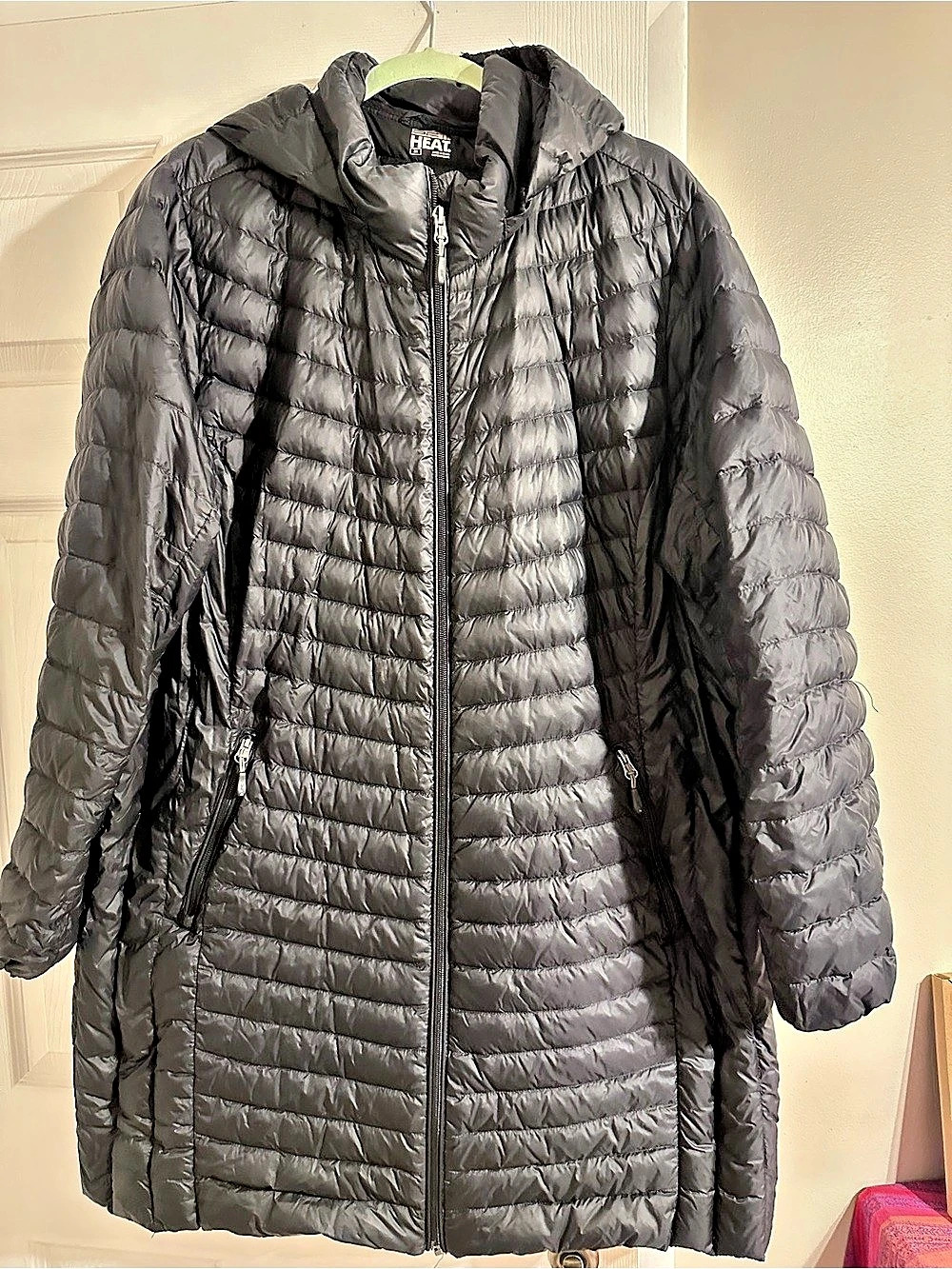 32 Degrees Heat Hooded Puffer Coat Black Hooded Puffer Jacket 2X
